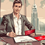 رجل يوقع على وثيقة لاستئجار سيارة