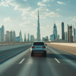 Suv car running on dubai road